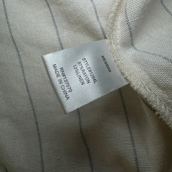 MESSINI Linen Blazer Large Beige Half Sleeve - Shoulder Pads - Business Formal - Picture 5 of 8